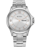 Titan Men's Watch Silver Dial Silver Stainless Steel Strap, 1870SM01