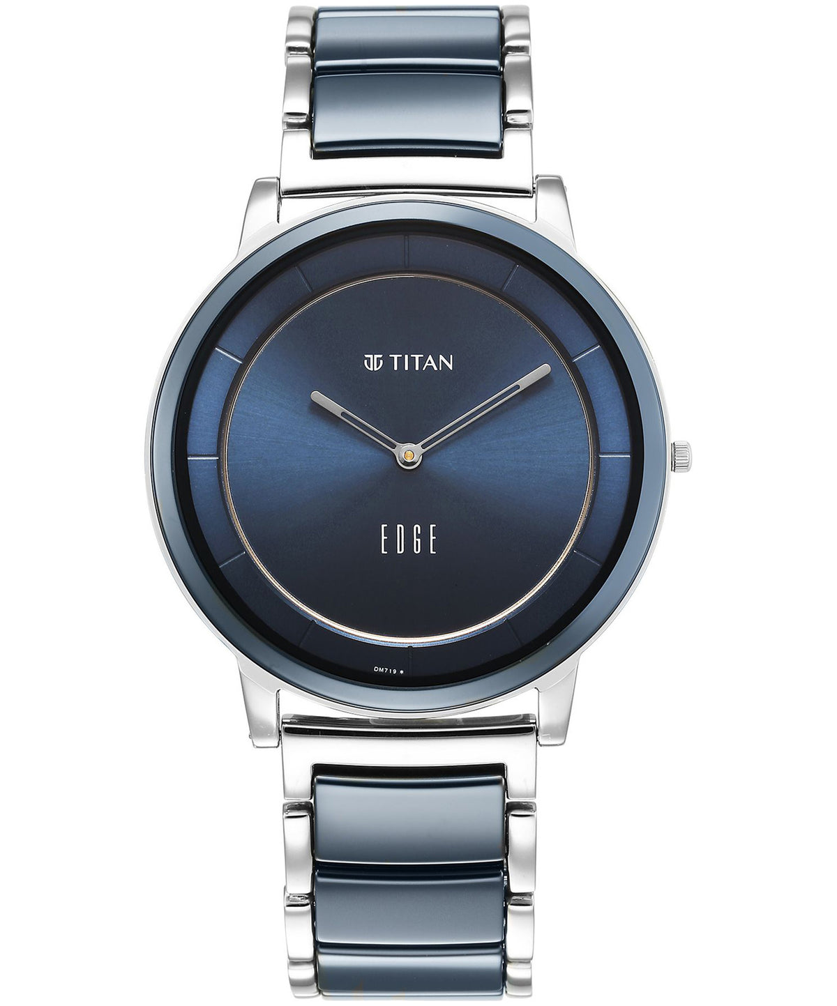Titan Men's Watch Edge Collection, Blue Dial Two Toned Ceramic Strap, 1878KD02
