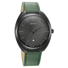 Titan Bolt Analog Men's Watch, Black Dial Green Leather Strap, 1887NL01
