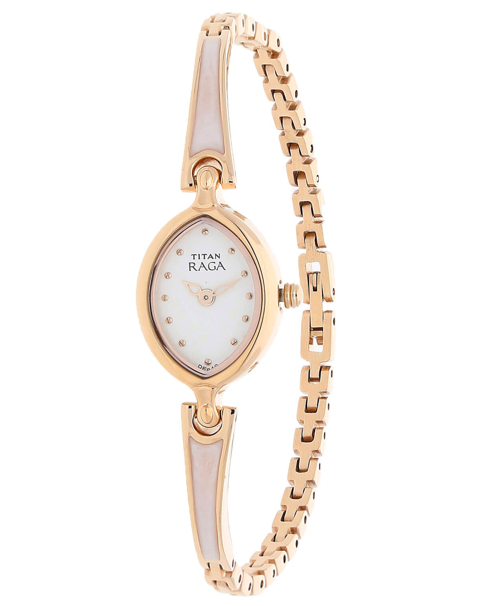 Titan Women's Watch Raga Collection Analog, White Dial Rose Gold Stainless Strap, 2370WM01