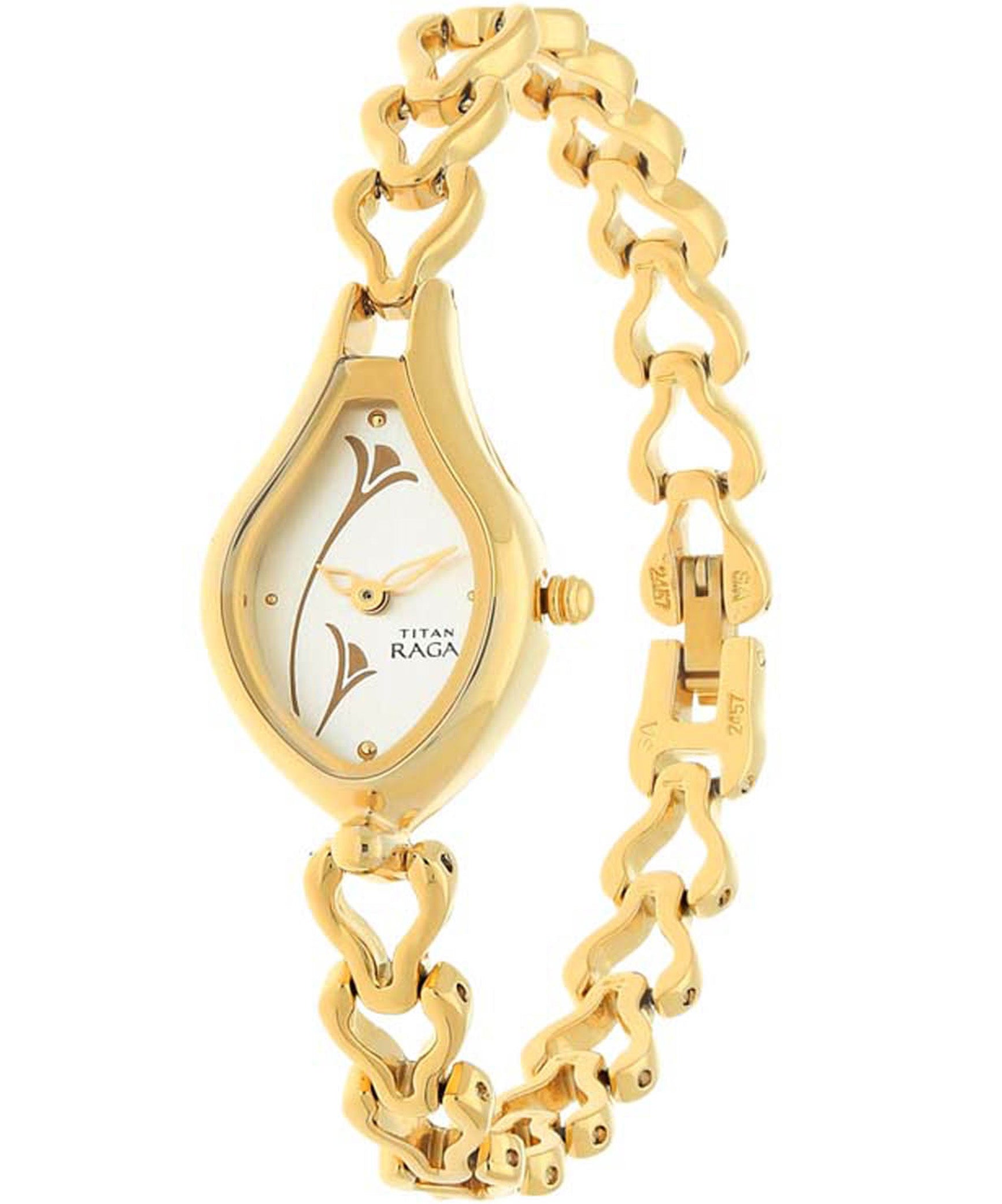 Titan Women's Watch Raga Collection Analog, Silver Dial Gold Stainless Strap, 2457YM01