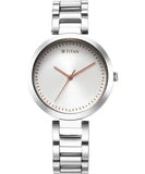 Titan Women's Watch Workwear Collection, Silver Dial Silver Stainless Steel Strap, 2480SM12