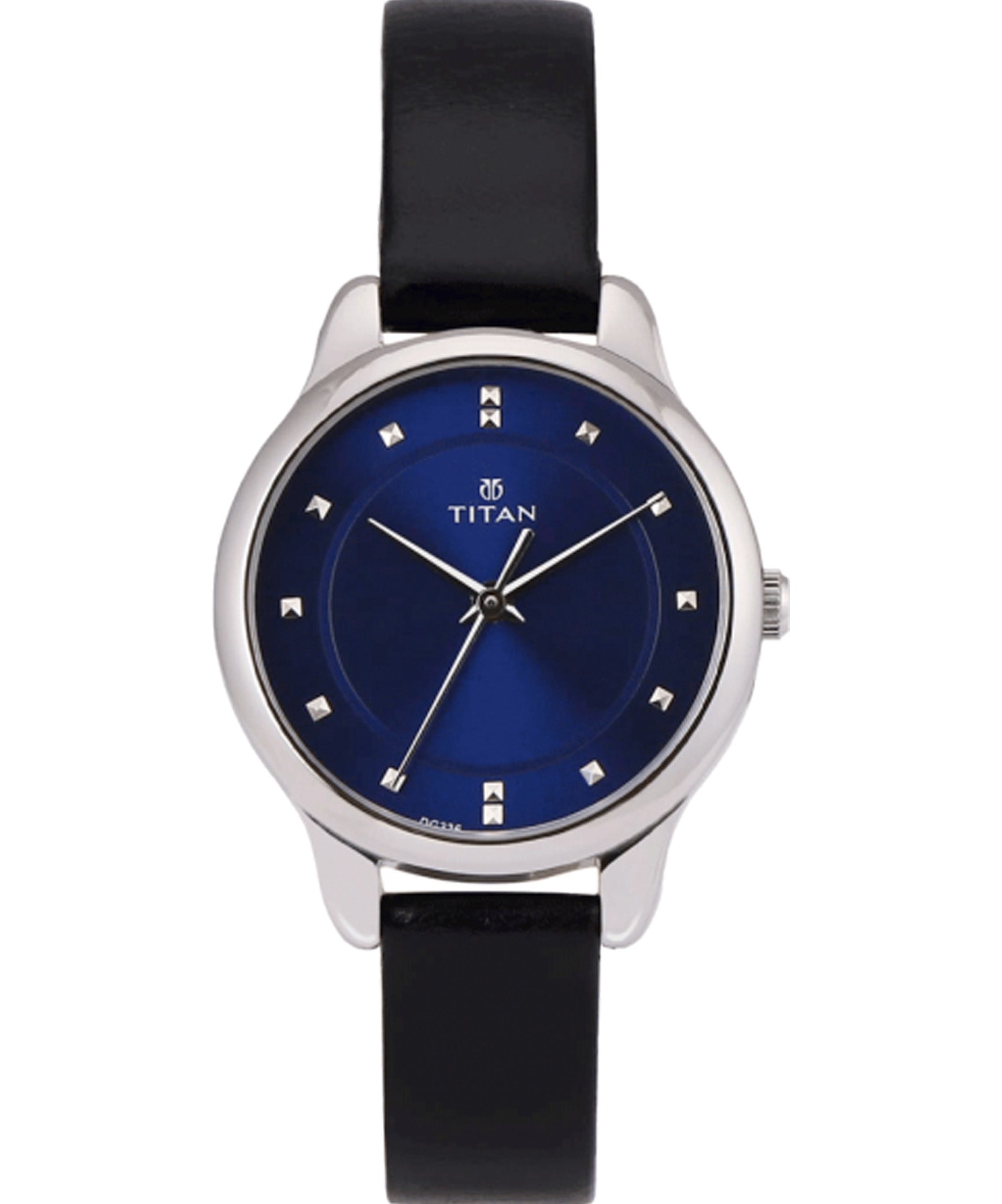 Titan Women's Watch Workwear Collection Analog, Blue Dial Black Leather Strap, 2481SL08