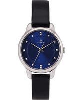 Titan Women's Watch Workwear Collection Analog, Blue Dial Black Leather Strap, 2481SL08