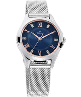 Titan Women's Watch Sparkle Collection Analog, Blue Dial Silver Stainless Strap, 2565SM02