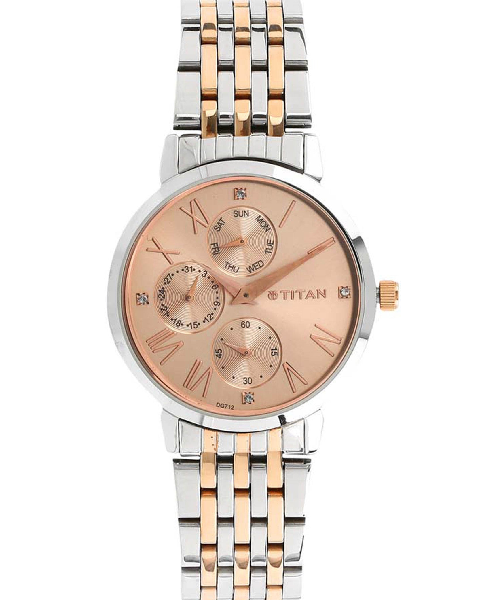 Titan, Women, Analog, Watch, Gold Dial, Stainless steel Strap, 2569KM02