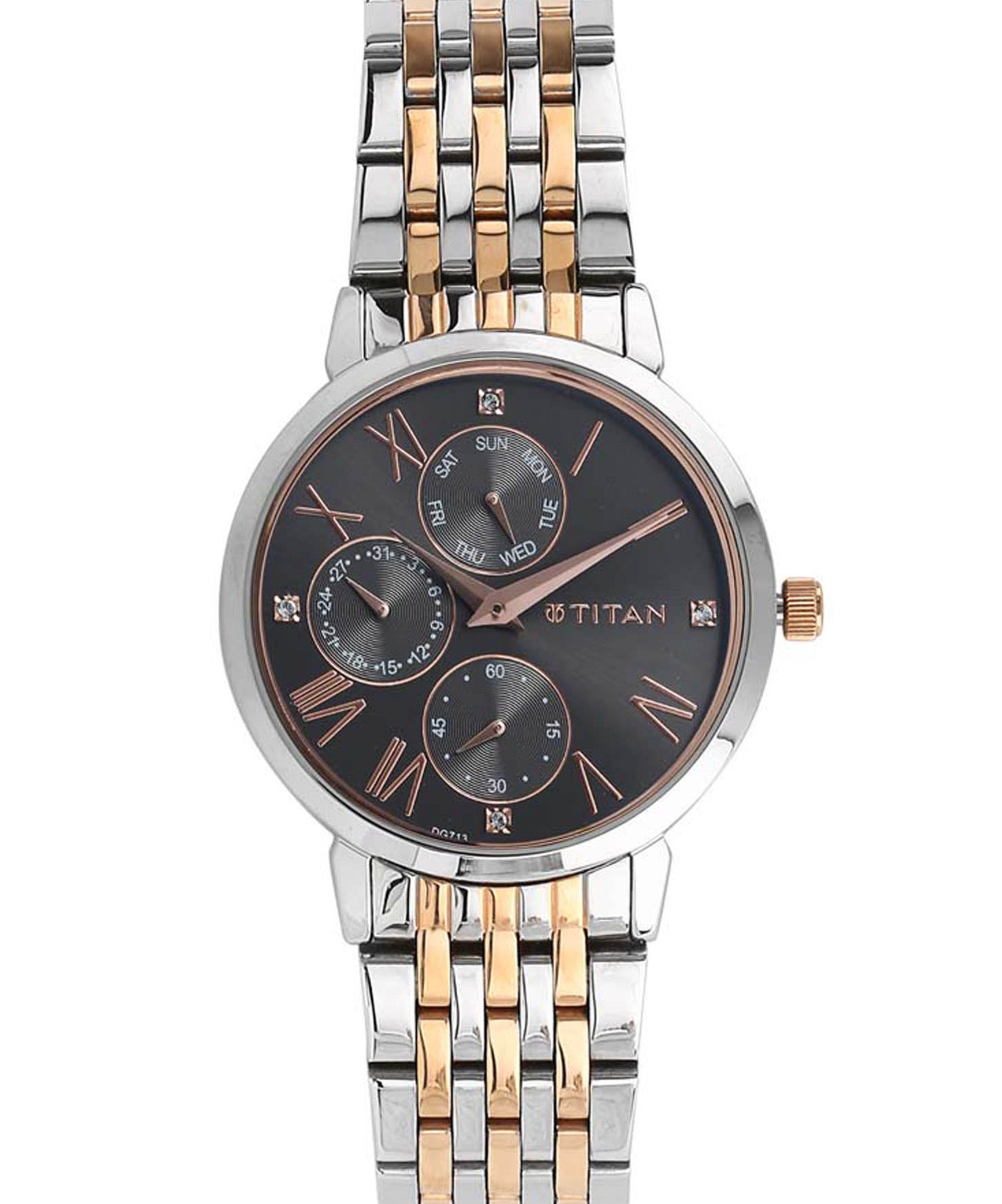 Titan, Women, Analog, Watch, Black Dial, Stainless steel Strap, 2569KM03
