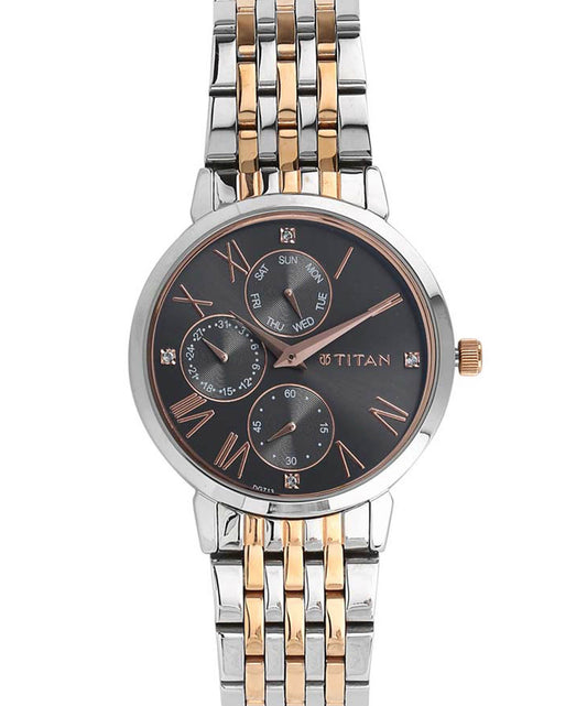 Titan, Women, Analog, Watch, Black Dial, Stainless steel Strap, 2569KM03