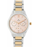Titan Women's Watch Karishma Collection Analog, Pink Dial Silver & Gold Stainless Strap, 2570KM01