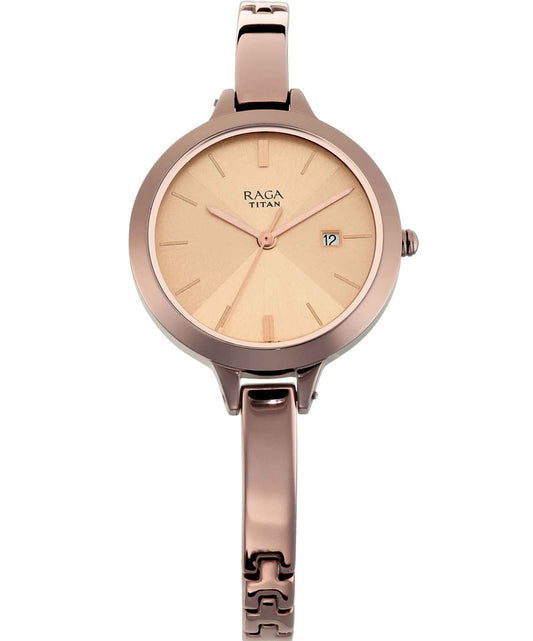 Titan, Women, Analog, Watch, Gold Dial, Stainless steel Strap, 2578QM01