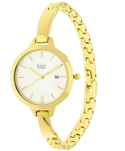 Titan, Women, Analog, Watch, White Dial, 2578YM01