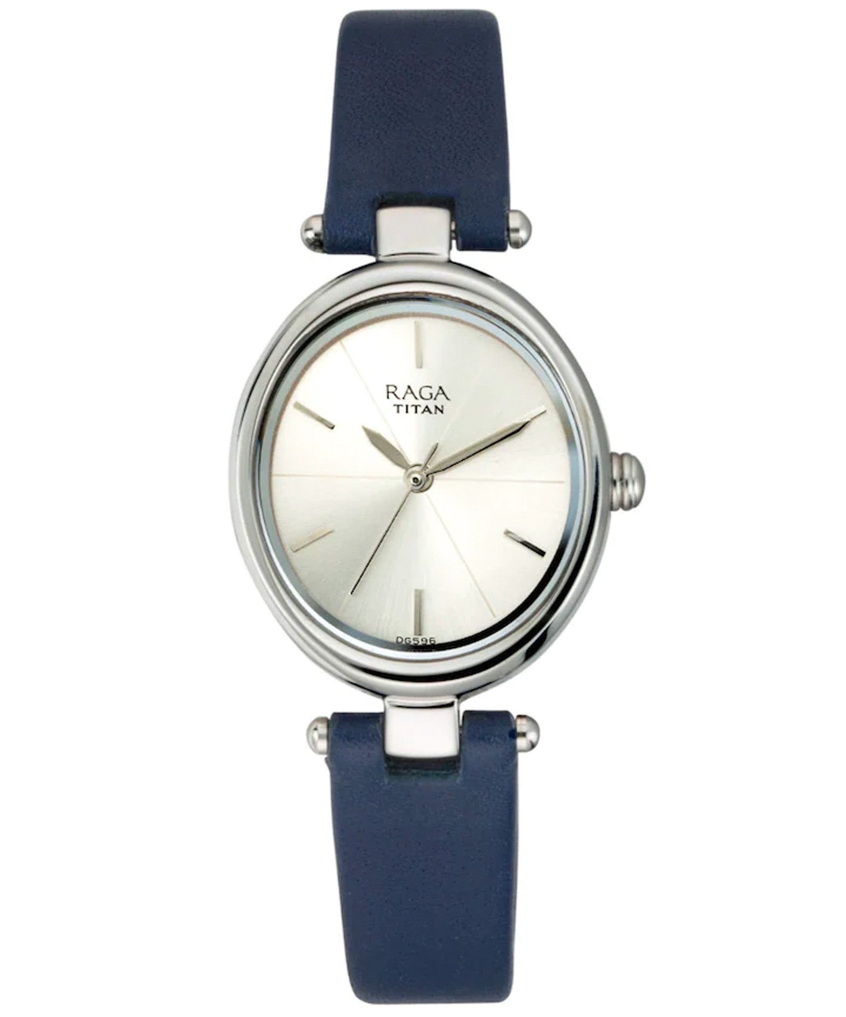 Titan Women's Watch Raga Collection Analog, Silver Dial Blue Leather Strap, 2579SL01