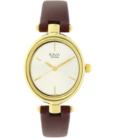 Titan Women's Watch Raga Collection Analog, White Dial Brown Leather Strap, 2579YL01
