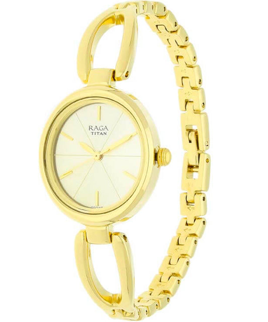 Titan, Men's, Analog Watch, Gold Dial, with Stainless Steel Band, TI-2579YM01