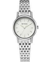 Titan Women's Watch White Dial Silver Stainless Steel Strap Watch, 2593SM04