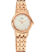 Titan Women's Watch Karishma Collection Analog, White Dial Rose Gold Stainless Strap, 2593WM01