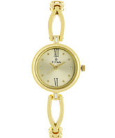 Titan Women's Watch Champagne Dial Gold Stainless Steel Strap Watch, 2601YM01