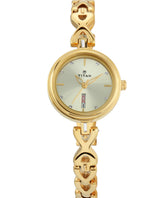 Titan Women's Watch Champagne Dial Gold Stainless Steel Strap Watch, 2601YM03