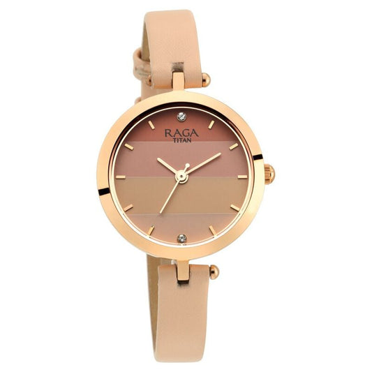 Titan, Women, Analog, Watch, Pink Dial, Leather Strap, 2606WL02