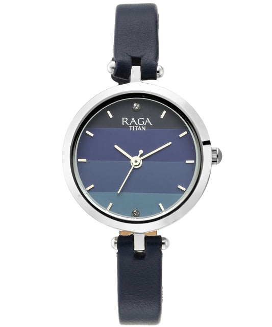 Titan, Women, Analog, Watch, Blue Dial, Leather Strap, 2606SL02