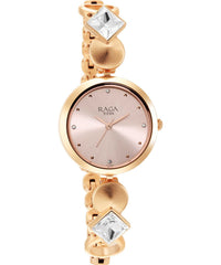Titan  Women's Watch Raga Pink Dial Rose Gold Stainless Steel Strap Watch, 2606WM10
