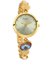 Titan Women's Watch Raga Mother of Pearl Dial Gold Stainless Steel Strap Watch, 2606YM07