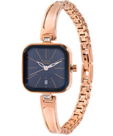 Titan Women's Watch Raga Collection Analog, Blue Dial Rose Gold Stainless Strap, 2607WM02