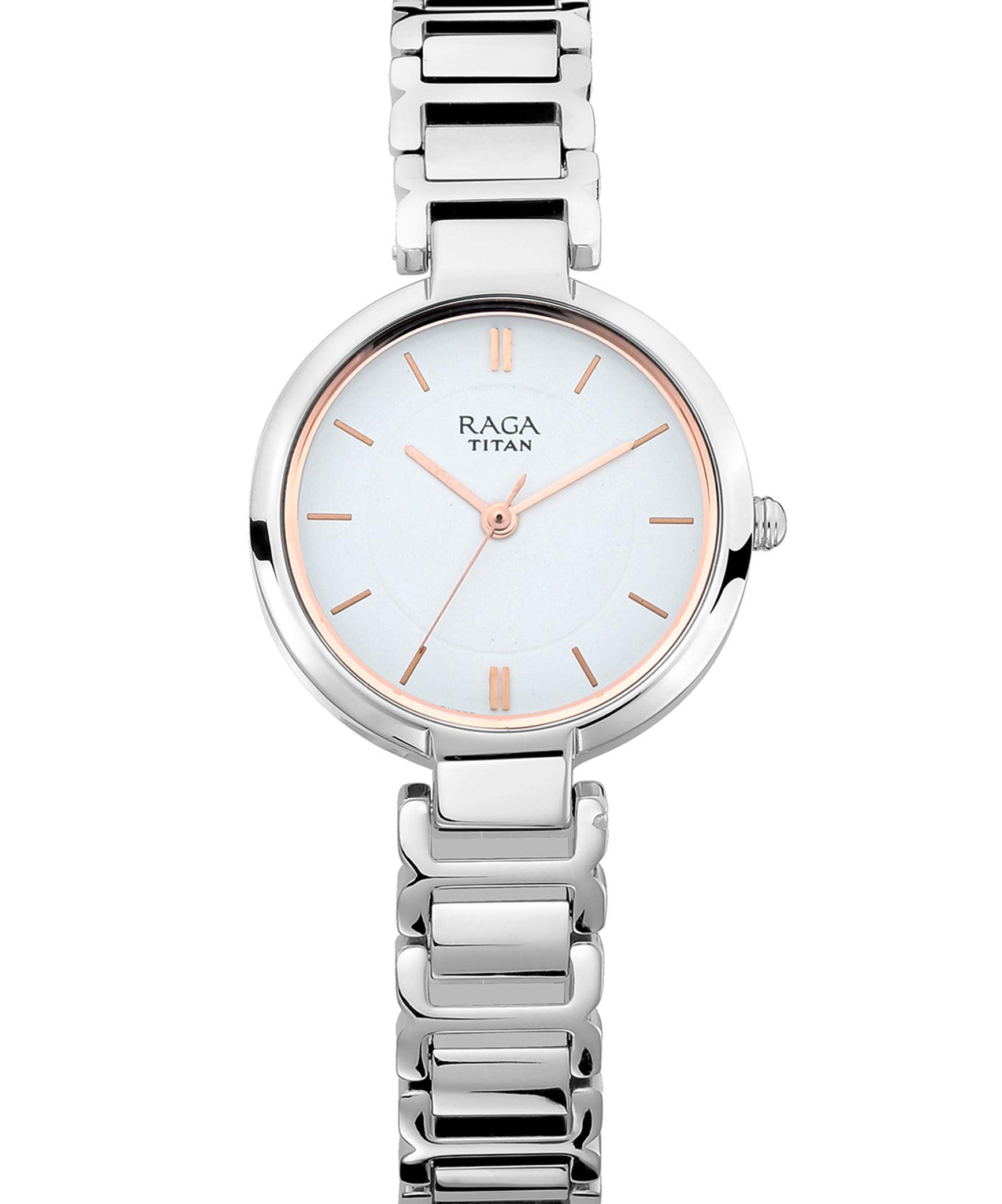 Titan Women's Watch Raga Collection Analog, White Dial Silver Stainless Strap, 2608SM01