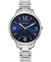 Titan Women's Watch Blue Dial Silver Stainless Steel Strap Watch. 2617SM03