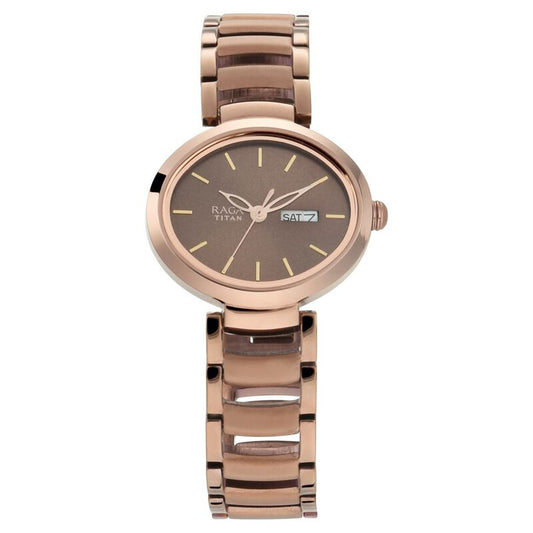Titan, Women, Analog, Watch, Brown Dial, Stainless steel Strap, 2620QM01