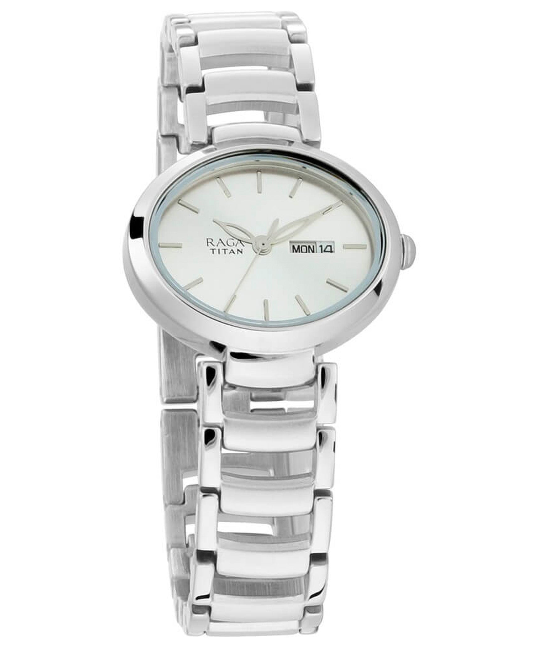 Titan Women's Watch Raga Collection Analog, Silver Dial Silver Stainless Strap, 2620SM01