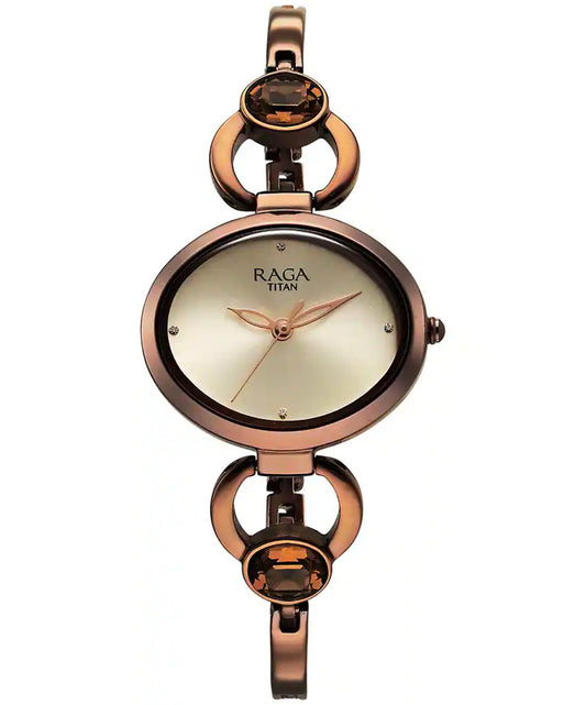 Titan, Women, Analog, Watch, Champagne Dial, Stainless steel Strap, 2621QM02