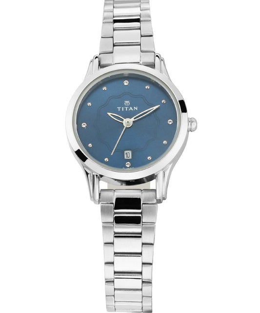 Titan, Women, Analog, Watch, Blue Dial, Stainless steel Strap, 2628SM01
