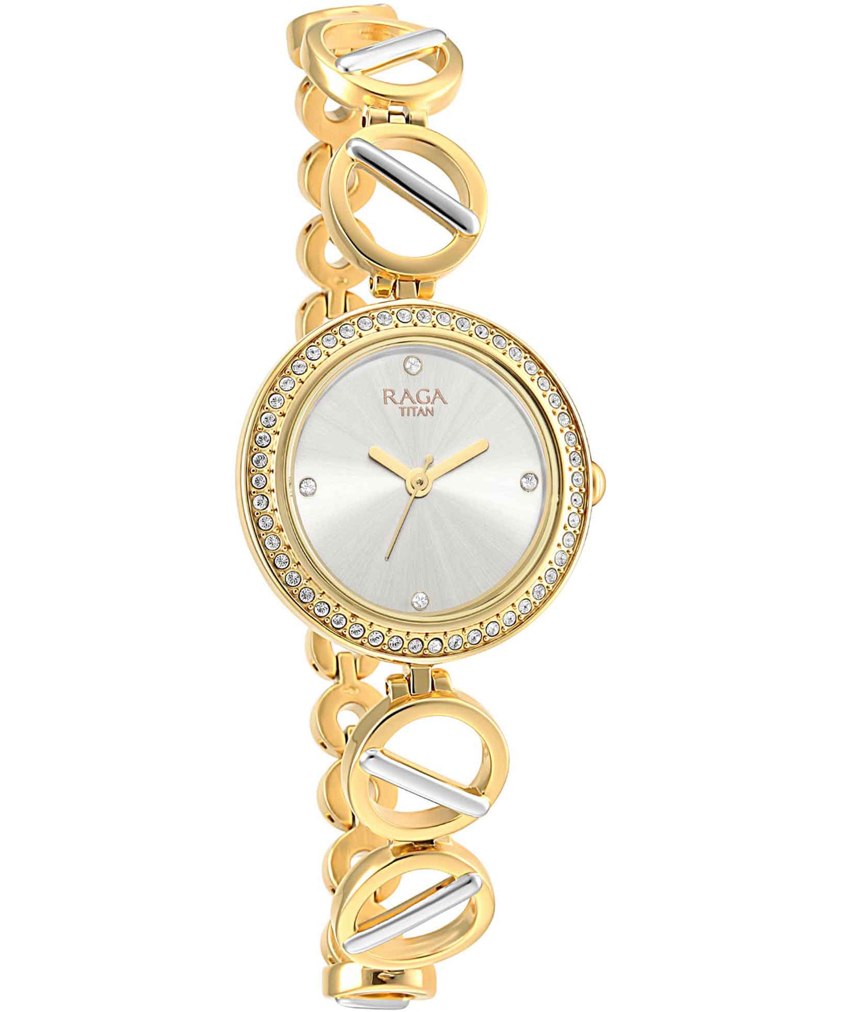 Titan Women's Watch Raga GoldDial Gold Stainless Steel Strap Watch, 2643BM01