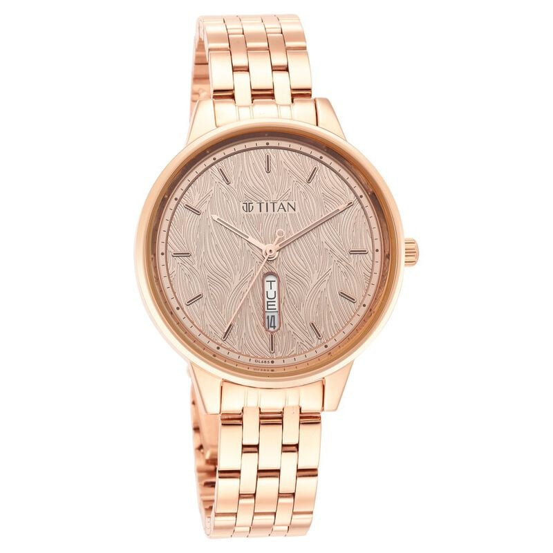 Titan Women's Workwear collection,Rose Gold Dial Stainless Steel Strap, 2648WM01