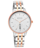 Titan Women's Watch Silver Dial Silver & Rose Gold Stainless Steel Strap Watch, 2648KM01