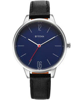 Titan Women's Watch, Blue Dial Black Leather Strap, 2648SL08
