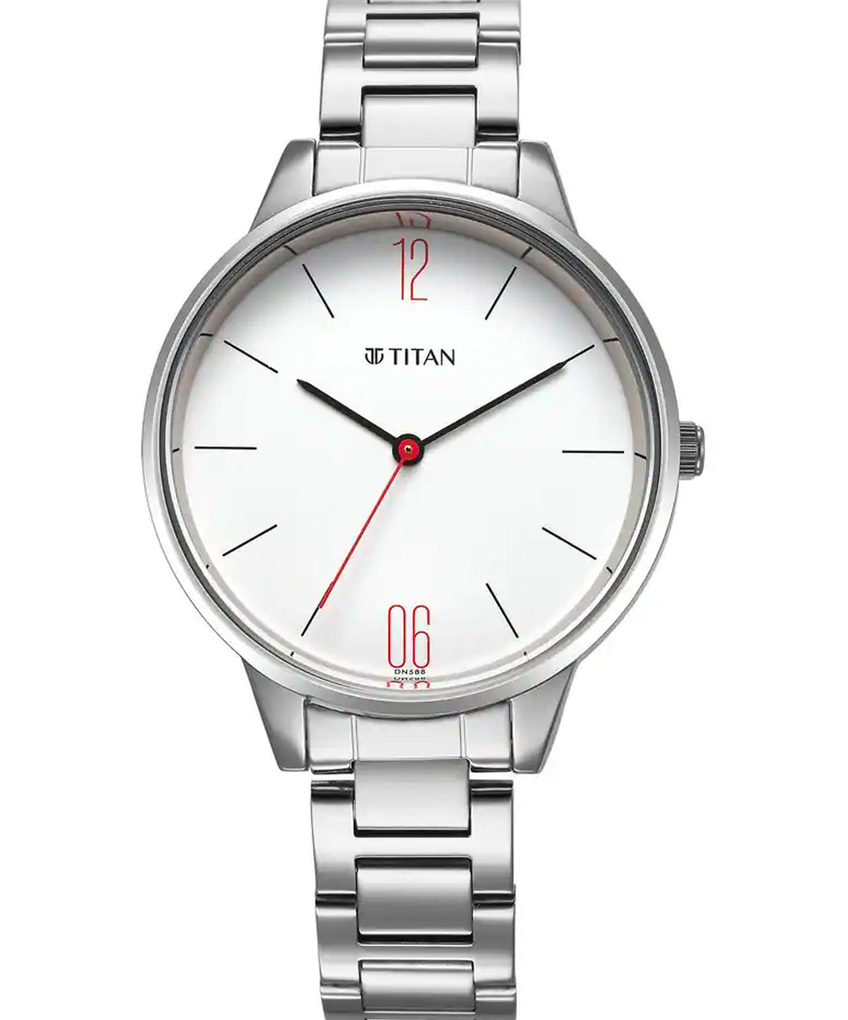 Titan Women's Watch Workwear Collection, White Dial Silver Stainless Steel Strap, 2648SM09