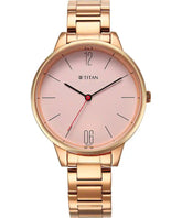 Titan Women's Watch Workwear Collection, Rose Gold Dial Rose Gold Stainless Steel Strap, 2648WM04