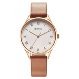 Titan, Women, Analog, Watch, White Dial, Leather Strap, 2649WL04