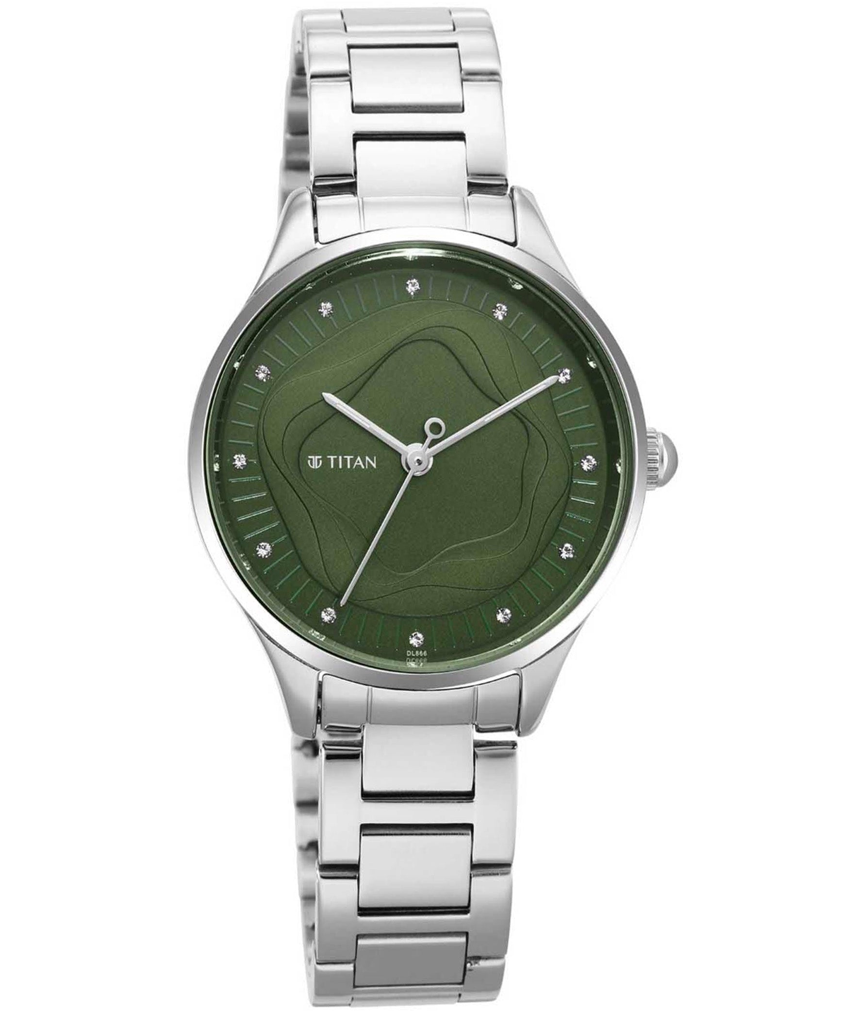 Titan, Women, Analog, Watch, Green Dial, Stainless steel Strap, 2649SM02