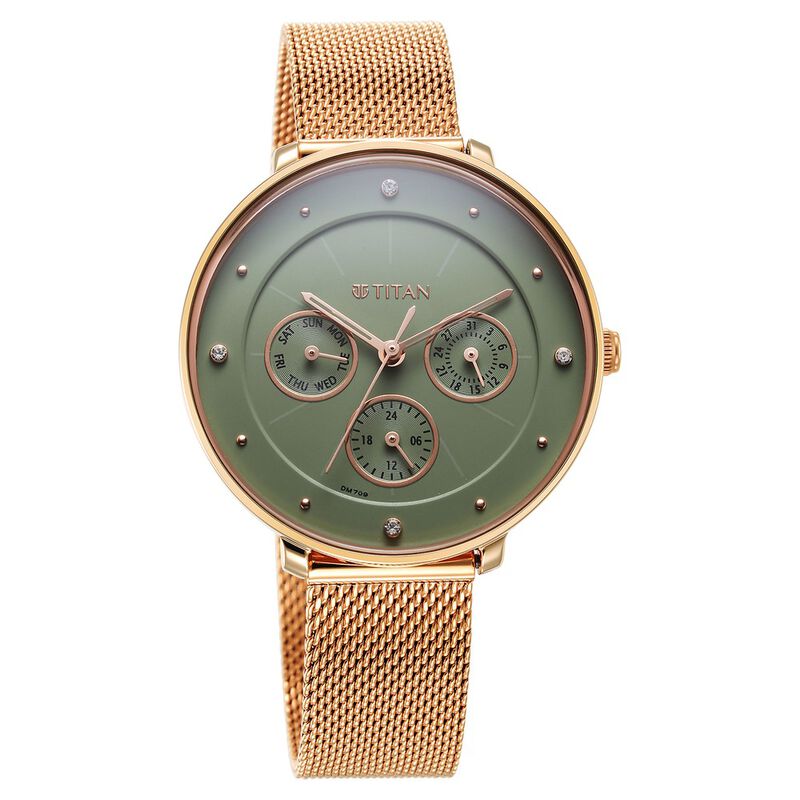 Titan, Women, Analog, Watch, Green Dial, Stainless steel Strap, 2651WM05