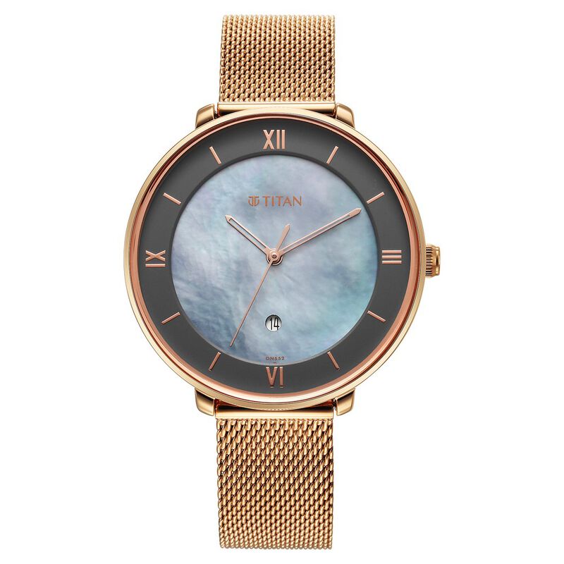 Titan TI-2651WM10 gold dial women watch