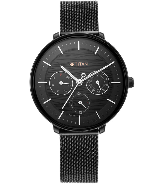 Titan, Women, Analog, Watch, Black Dial, Stainless steel Strap, 2651NM02