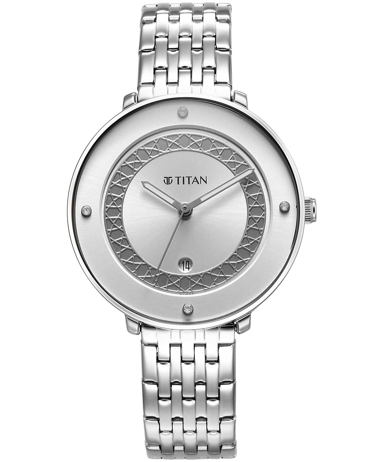 Titan Marhaba Collection Silver Dial Silver Metal Strap Watch for Women, 2651SM05