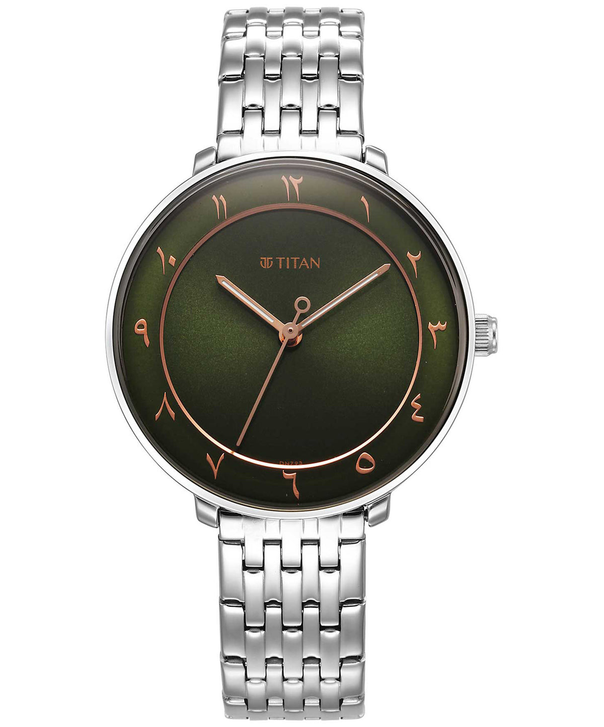 Titan Marhaba Arabic Green Dial Silver Stainless Steel Strap Watch for Women, 2651SM06