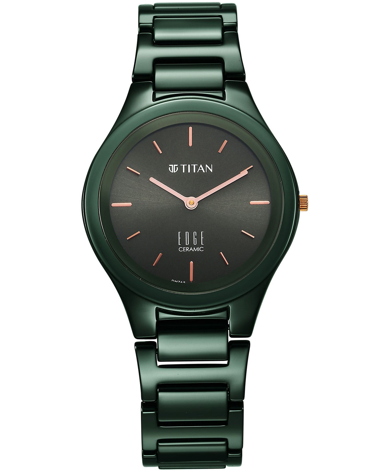 Titan, Women's Watch Edge Ceramic Collection, Green Dial Green Ceramic Strap, 2653QC06