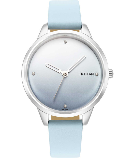 Titan, Women, Analog, Watch, Blue Dial, Leather Strap, 2664SL02