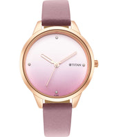 Titan Women's Watch Purple Dial Purple Leather Strap Watch, 2664WL03