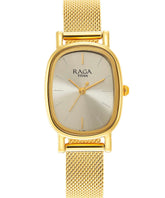 Titan Women's Raga Viva Collection Analog Watch, Champagne Dial & Golden Stainless Steel Strap, 2665YM01